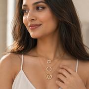 Gold Layered Circle Pendant Necklace for Women
